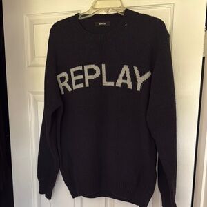 Replay Navy Crewneck Sweater Classic Knit